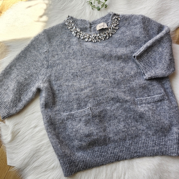 Wool Blend Embellished Crop Sweater - Picture 2 of 7
